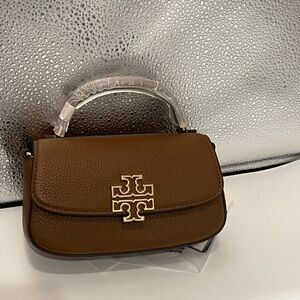 Tory Burch Gold Logo Brown Mini Bag
